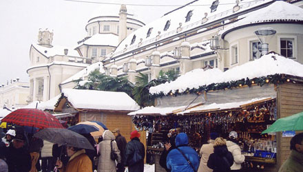 Vista di Merano sotto la neve